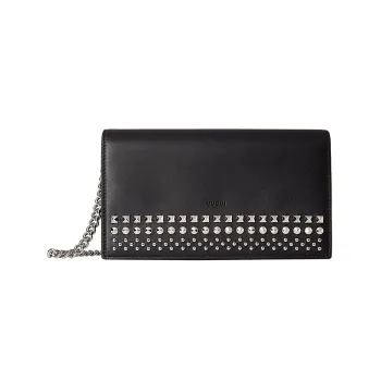 GUCCI Leather One Shoulder Crossbody Clutches Women's Black