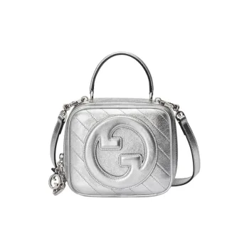 GUCCI Blondie Leather Shoulder Bag Crossbody Bag Handbag Women's Silver