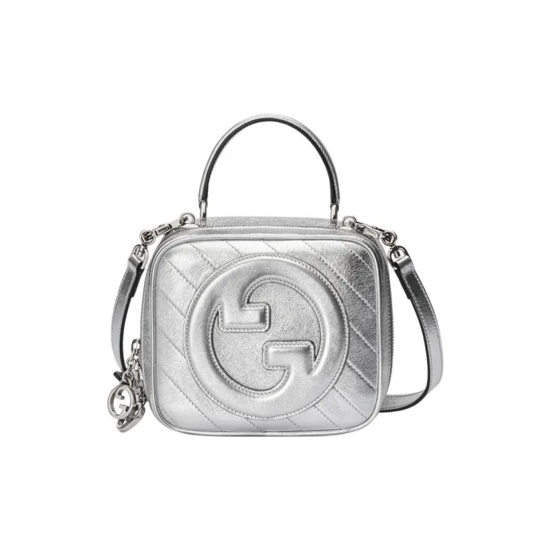 GUCCI Blondie Leather Shoulder Bag Crossbody Bag Handbag Women's Silver-0