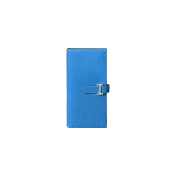 HERMES Bearn Epsom Calfskin Wallet Women's B3 Bleu Zanzibar Tanzanian Blue