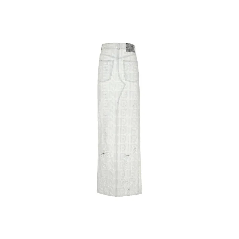 FENDI SS23 Denim Long Skirts Women's White-1