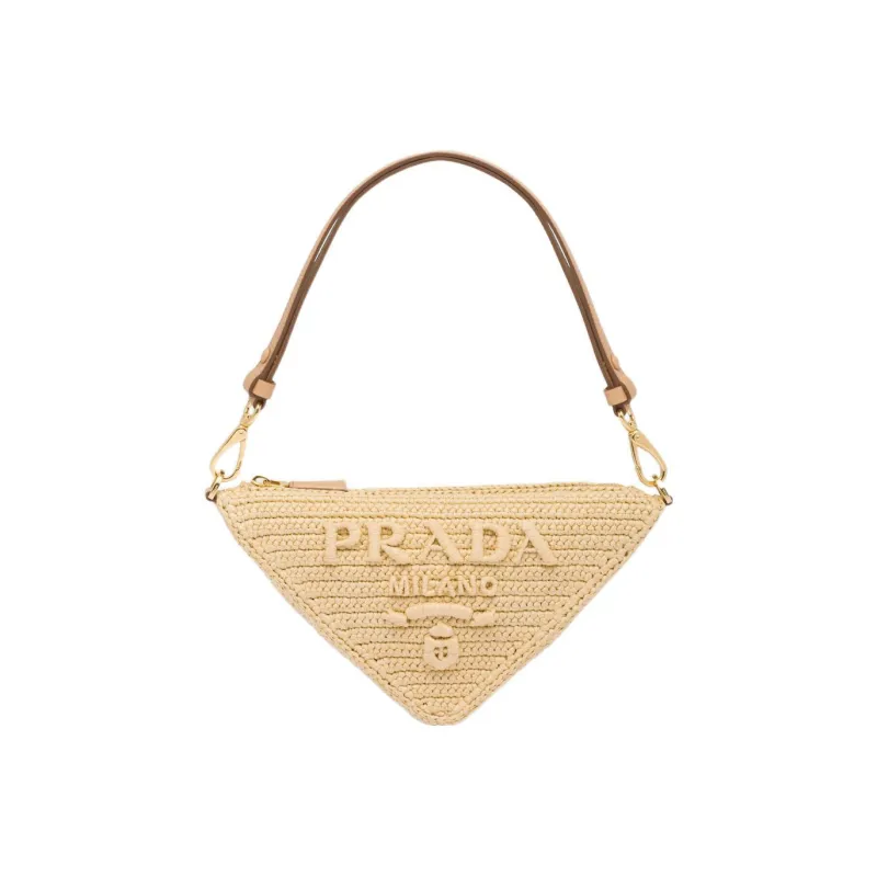 PRADA Straw And Wicker Straw Woven Shoulder Bag, Handbag, Shoulder Bag Mini Women's Neutral Color-0