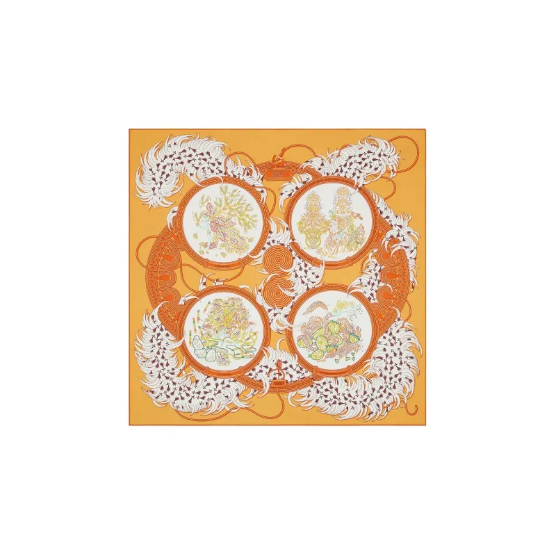 HERMES Silk Scarves Unisex Yellow-0
