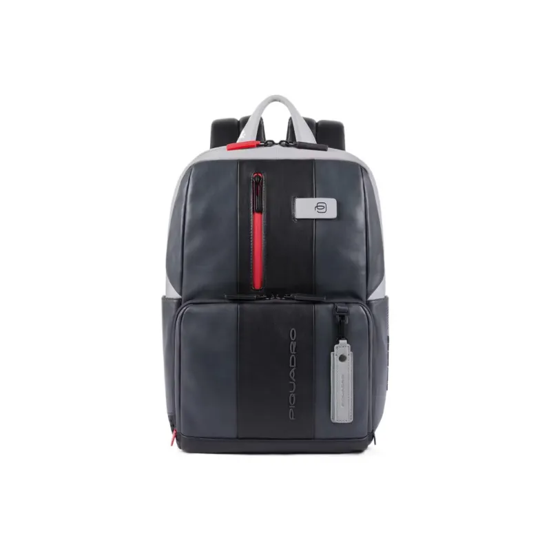 PIQUADRO Leather Backpack Regular Men's Gray/Black-0