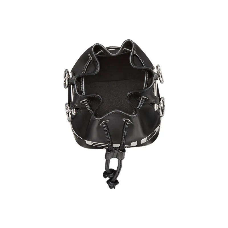 FENDI Leather Bucket Bag, Shoulder Bag, Crossbody Bag, Handbag Small Size Women's Black-3