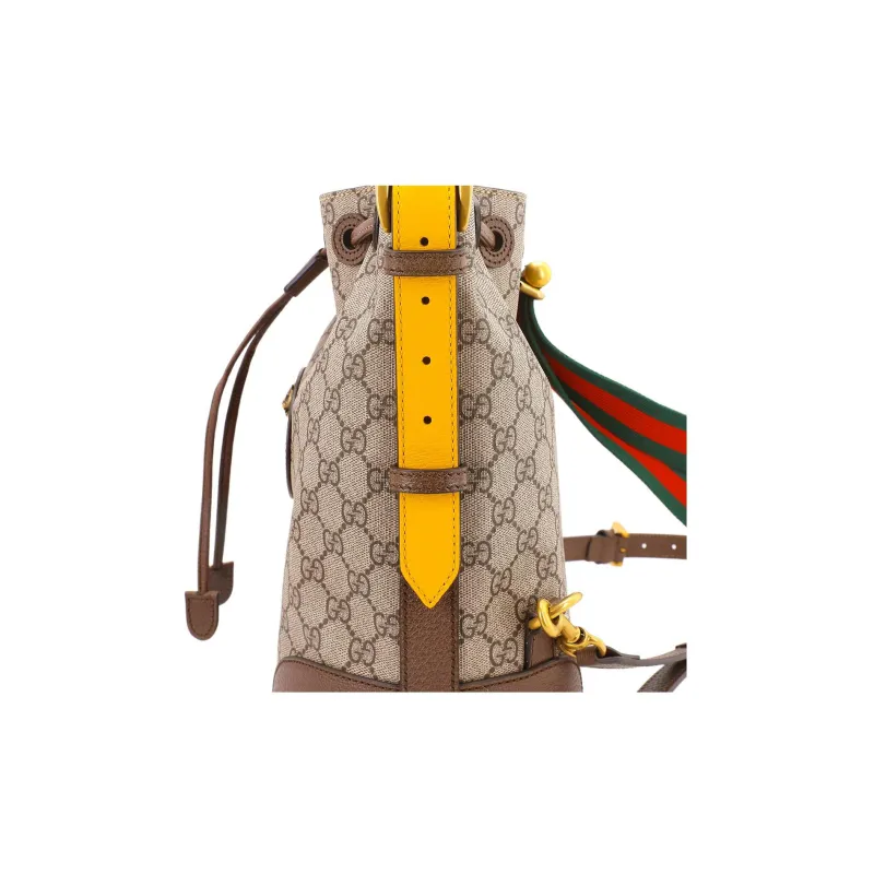 GUCCI Neo Vintage Series Canvas Bucket Bag, Handbag, Backpack Unisex Ebony/Brown-2