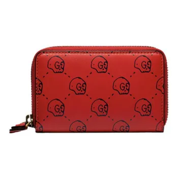 GUCCI Leather Wallets Card Holders Men's Red