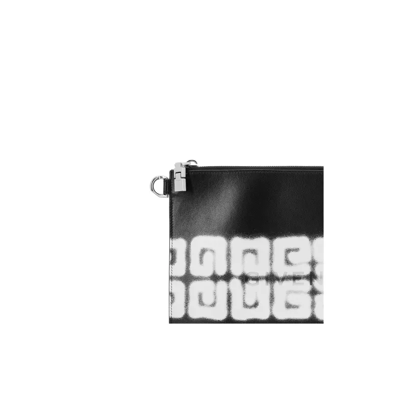 Givenchy Chito Collaboration 4G Smooth Calf Leather Zip Closure Clutch Men's Black-4