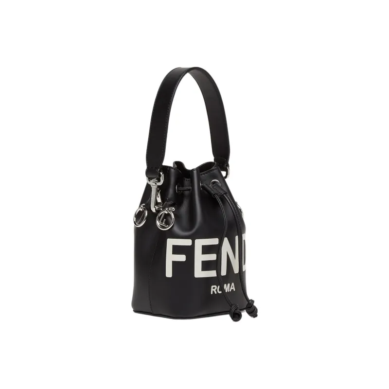 FENDI Leather Bucket Bag, Shoulder Bag, Crossbody Bag, Handbag Small Size Women's Black-1