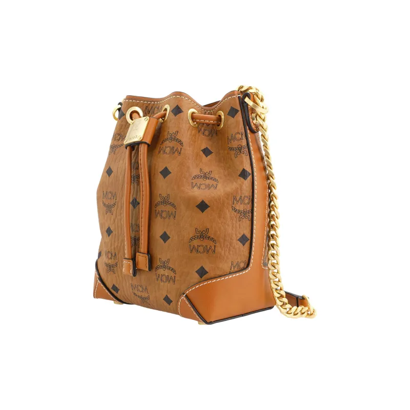 MCM Soft Berlin Drawstring Bag Mini Visetos Cognac-1