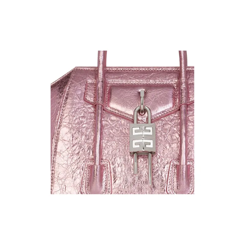 GIVENCHY Antigona Lock Lambskin Shoulder Bag Crossbody Bag Handbag Mini Women's Pink-4
