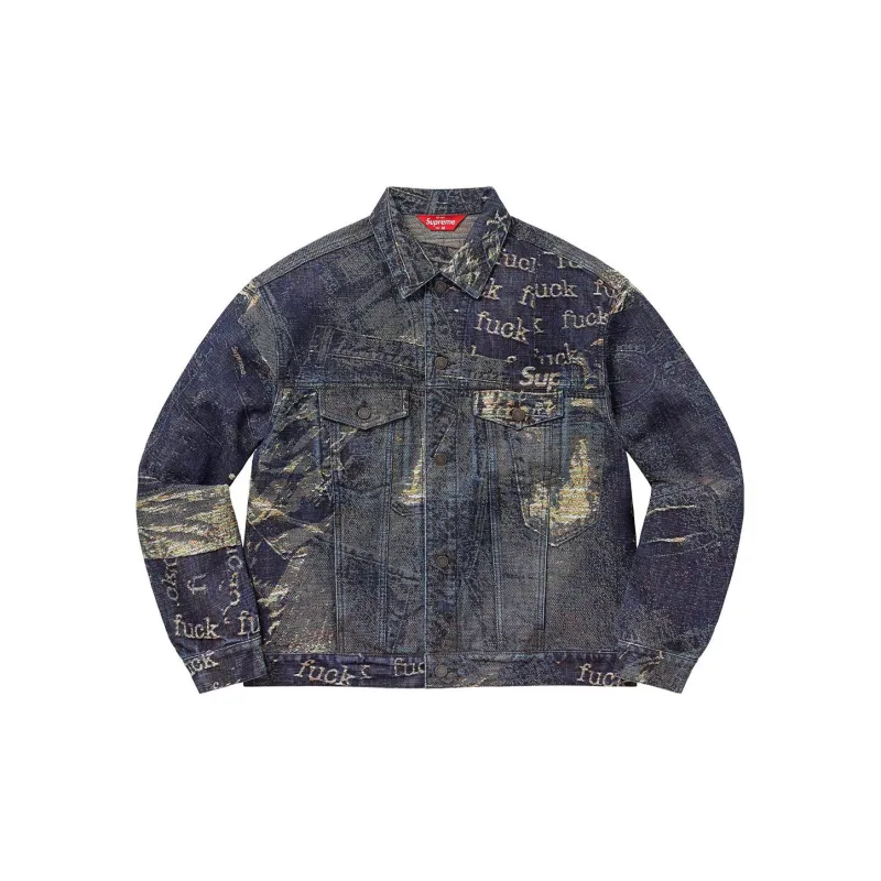 Supreme Archive Denim Jacquard Trucker Jacket - Cheap Rcj Jordan 
