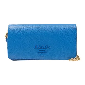 PRADA Cow Leather Handbag Crossbody Bag Shoulder Bag Women's Light Blue