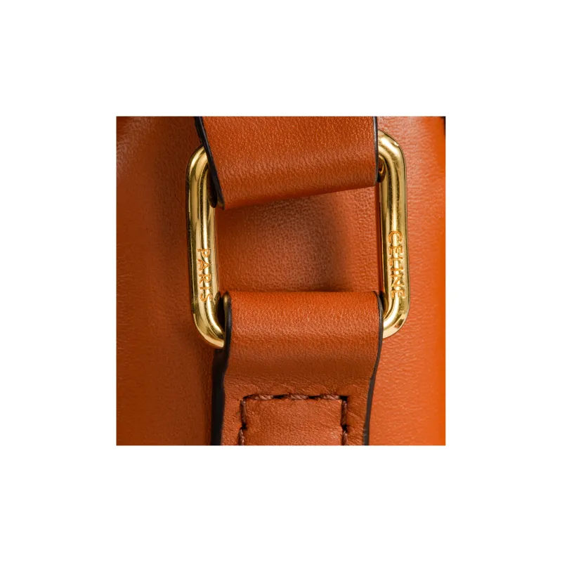 CELINE Textile Cow Leather Shoulder Bag Crossbody Handbag Shoulder Bag Women's White-5