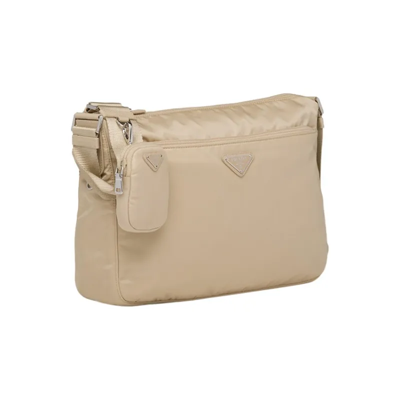 PRADA Recycled Nylon Crossbody Bag Shoulder Bag Women's Beige-1