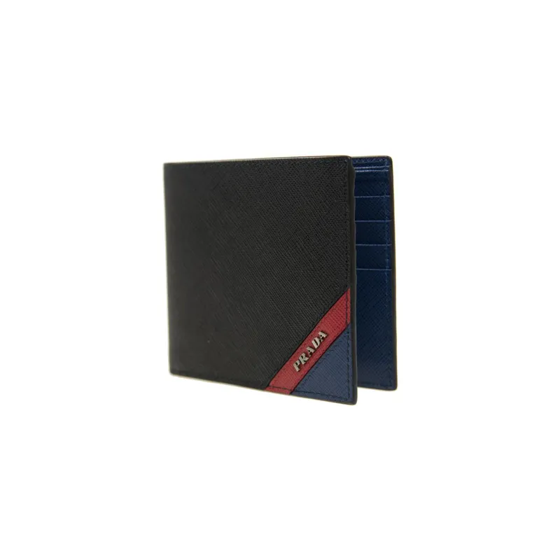 PRADA Cow Leather Wallet Small Size Men's Black-1