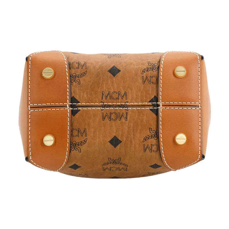 MCM Soft Berlin Drawstring Bag Mini Visetos Cognac-3