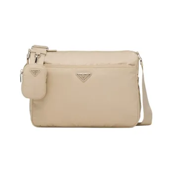 PRADA Recycled Nylon Crossbody Bag Shoulder Bag Women's Beige