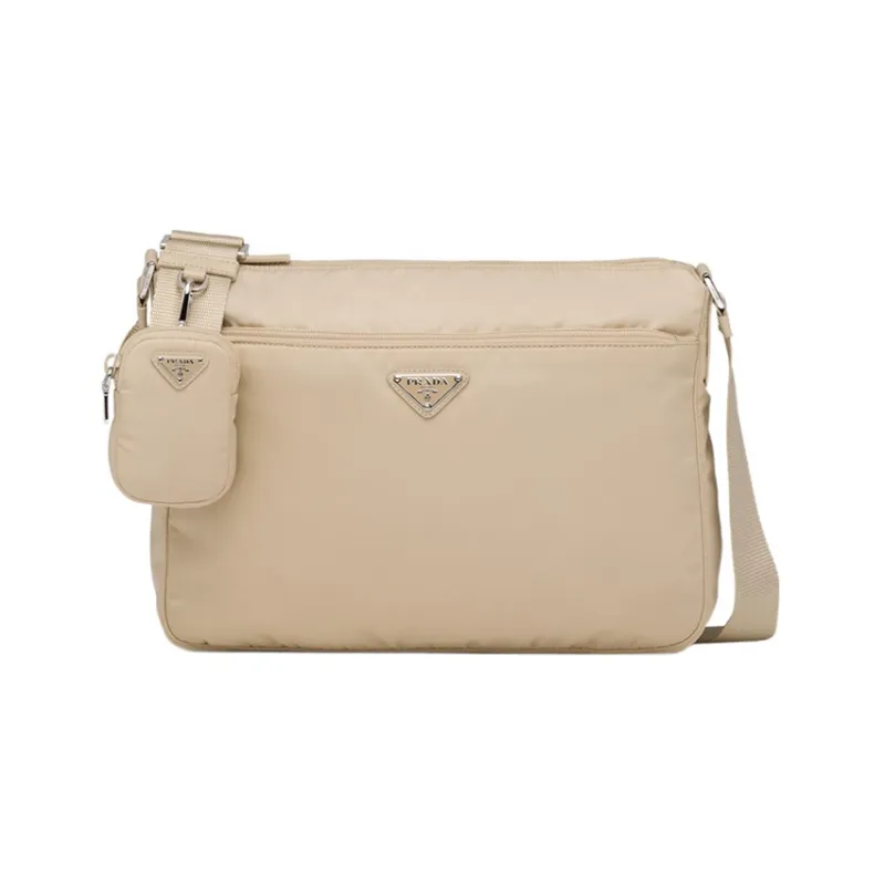 PRADA Recycled Nylon Crossbody Bag Shoulder Bag Women's Beige-0