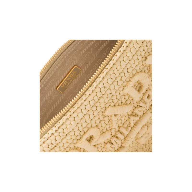 PRADA Straw And Wicker Straw Woven Shoulder Bag, Handbag, Shoulder Bag Mini Women's Neutral Color-4