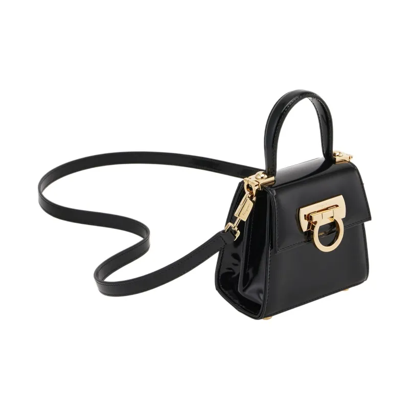 FERRAGAMO Leather Shoulder Bag Crossbody Bag Handbag Extra Small Women's Black-1