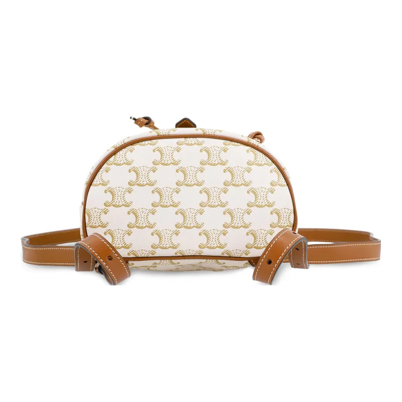 CELINE Canvas And Cow Leather Backpack Women's White-3