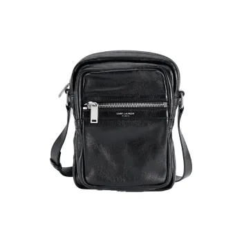 SAINT LAURENT Leather Crossbody Bag Shoulder Bag Men's Black