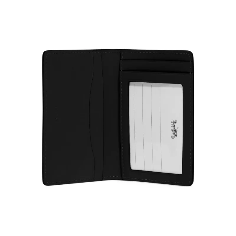 COACH Calfskin Card Holder, Wallet Unisex Black-5