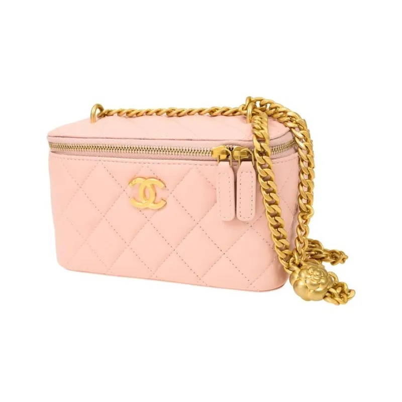 CHANEL Sheepskin One Shoulder Crossbody Bag, Shoulder Bag Medium Size Women's Pink-1