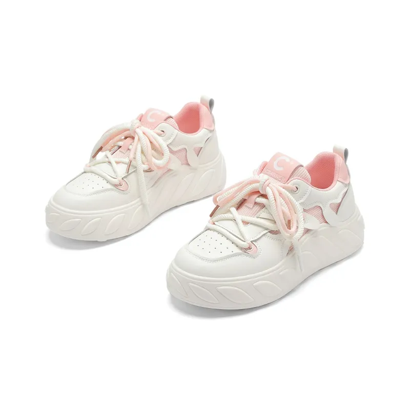 C°BANNER Platform Shoes Women's Beige Pink-2