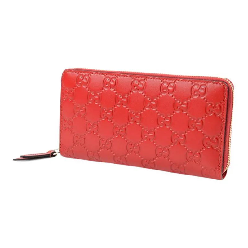 GUCCI Cow Leather Wallet Regular Women's Red-1