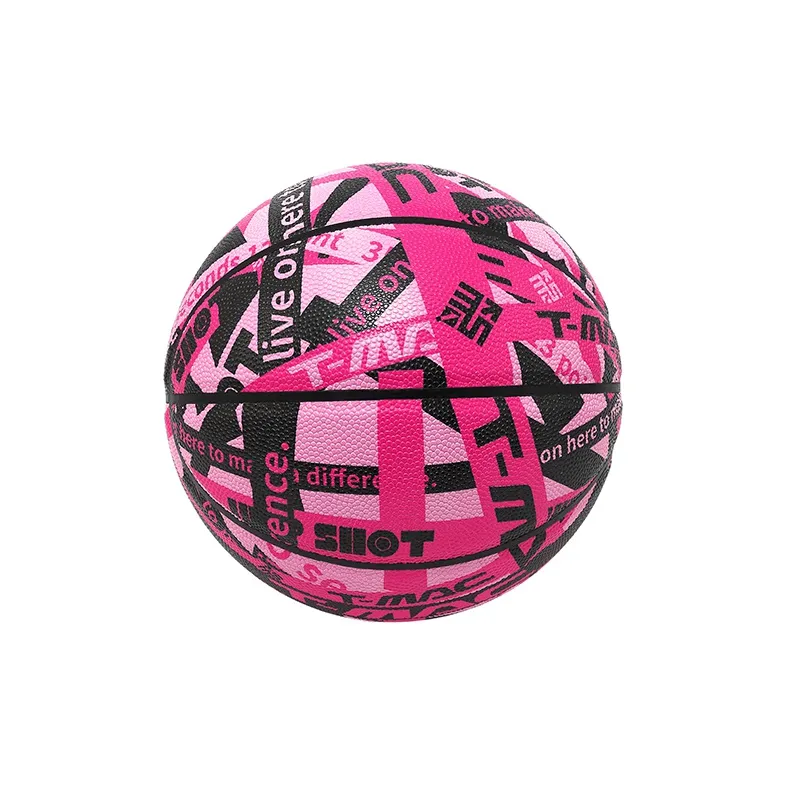 T-Mac Maddie Trendy Collection PU Basketball Super Bright Pink Size 7 Training Unisex-3