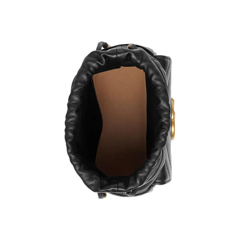 GUCCI Marmont Leather Bucket Bags Shoulder Bag Crossbody Bag Mini Women's Black-5