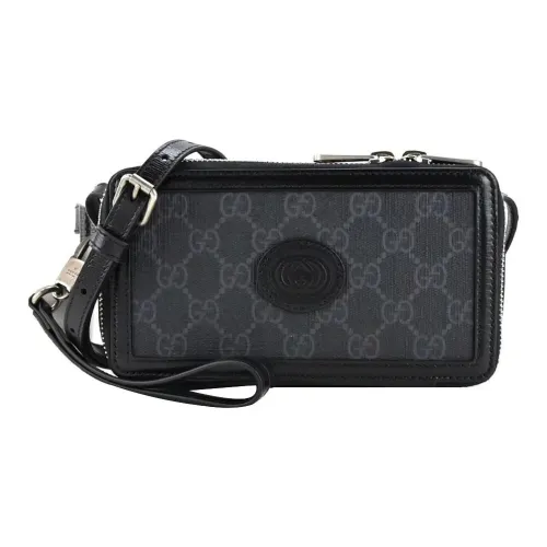 GUCCI Canvas Leather Crossbody Bag Mini Women's Black
