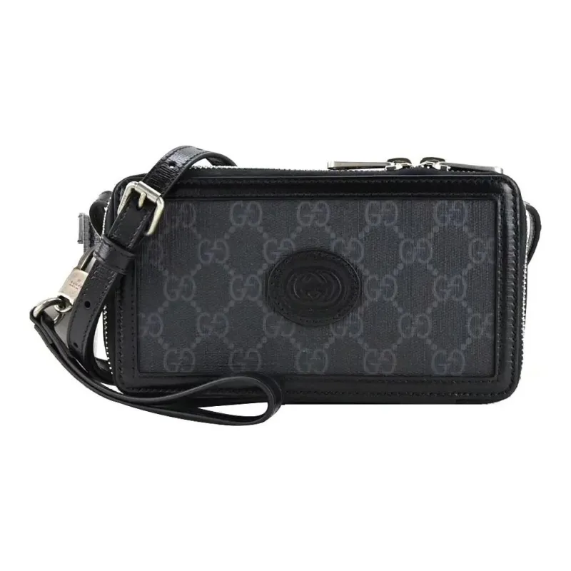 GUCCI Canvas Leather Crossbody Bag Mini Women's Black-0