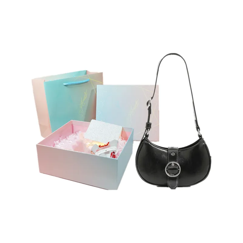 NOMK PU Saddle Bag, Women's Underarm Small Square Bag, Shoulder Bag Medium Size Women's Multicolor-3