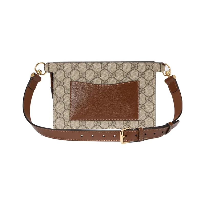 GUCCI Canvas With Leather Fanny Pack Regular Men's Beige/Ebony-2
