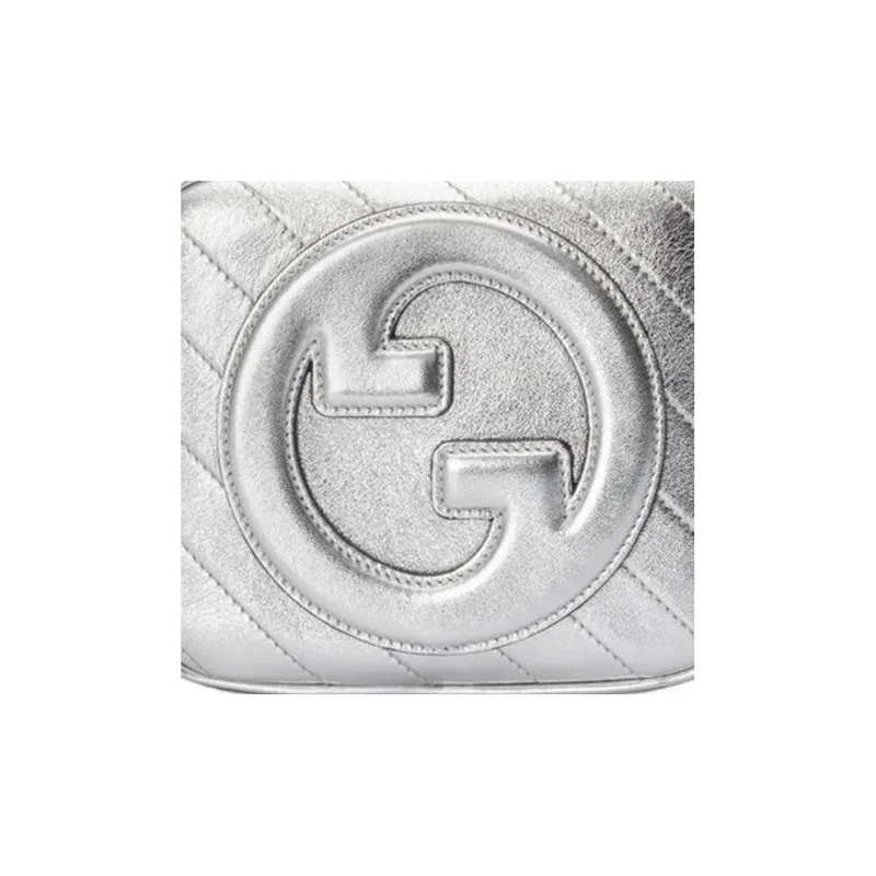 GUCCI Blondie Leather Shoulder Bag Crossbody Bag Handbag Women's Silver-7