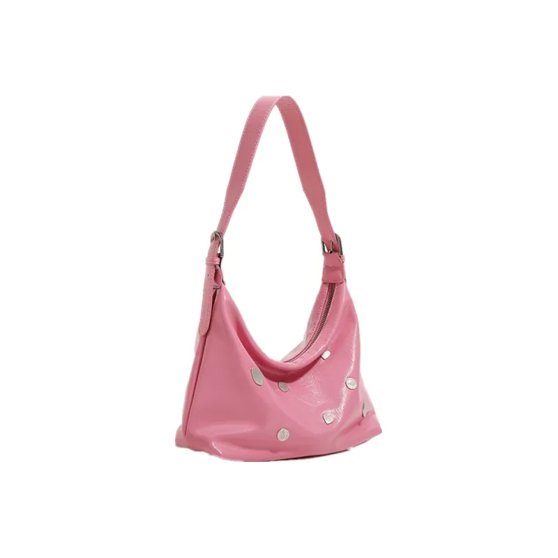 NOMK PU Messenger Bag Shoulder Bag Square Bag Biker Bag Women's Bag Crossbody Bag Shoulder Bag Medium Size Women's Pink-1