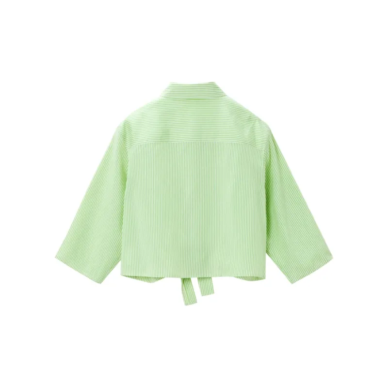 OVV Shirts Women's Light Green Stripes 08-1