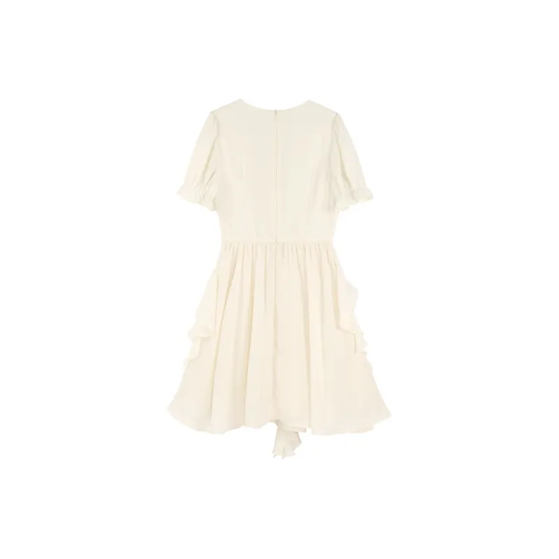 PALGLG Short-Sleeved Dresses Women's White Apricot-1