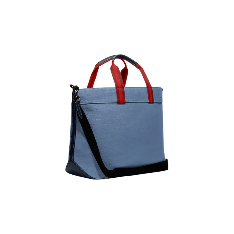 COACH Canvas With Leather Canvas Bag, Tote Bag, Shopping Bag, Handbag Tubas Women's Blue-1