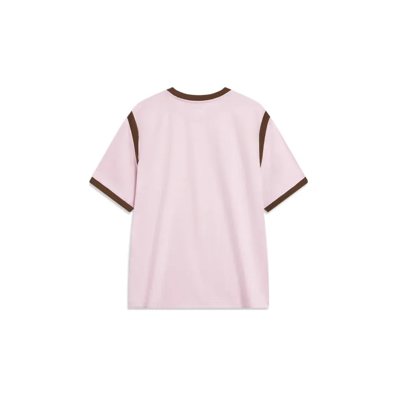 LiNing Sports Fashion Collection Drop Shoulder Sleeve T Shirt Women's Soft Sand Pink-1