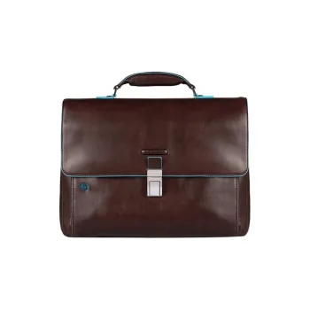 PIQUADRO Leather Briefcase Shoulder Bag Crossbody Bag Handbag Regular Unisex Brown