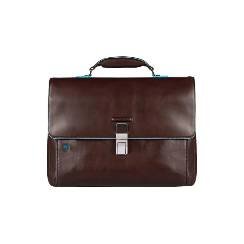 PIQUADRO Leather Briefcase Shoulder Bag Crossbody Bag Handbag Regular Unisex Brown-0