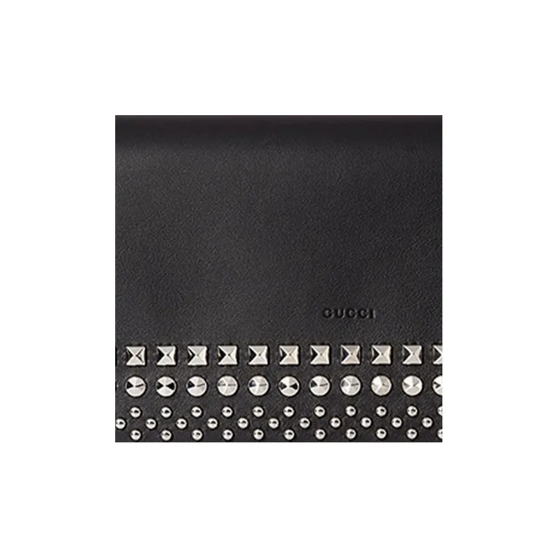GUCCI Leather One Shoulder Crossbody Clutches Women's Black-4