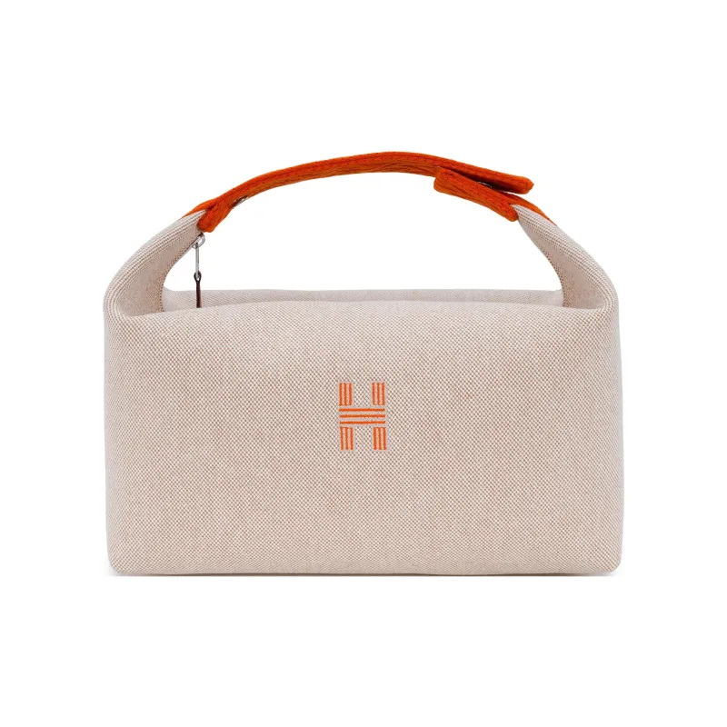 HERMES Bride a Brac Cotton Storage Bag, Toiletry Bag Large Size Unisex Beige-0