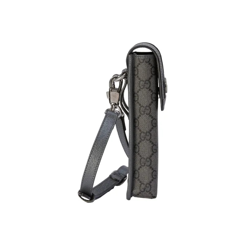 GUCCI Ophidia Canvas One Shoulder Crossbody Cell Phone Pouch Men's Gray-3