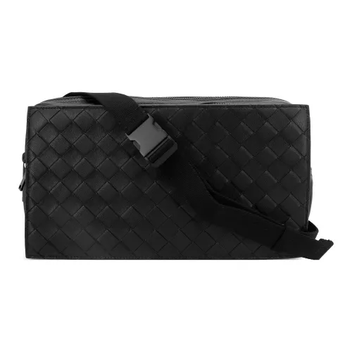 Bottega Veneta Cow Leather Fanny Pack Unisex Black