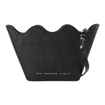 Chylak Crocodile Embossed Calfskin Clutch Hobo Bag Shoulder Bag Women's